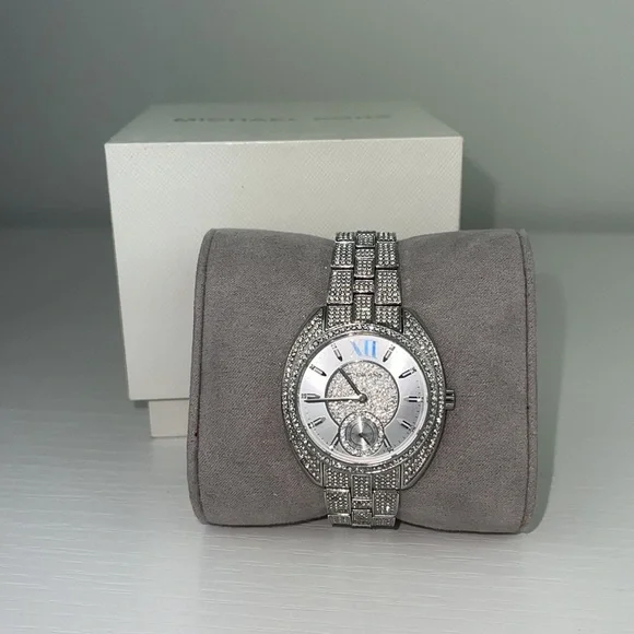 Michael Kors Luxurious Dena Pavé Silver-Tone Watch Ladies - Picture 9 of 11